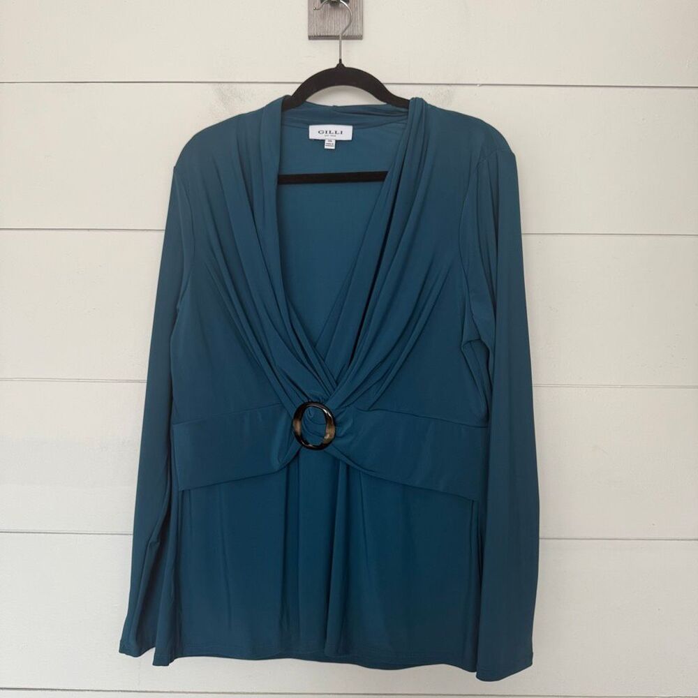 Gilli Women’s XXL Blue Green Stretchy Top Blouse
